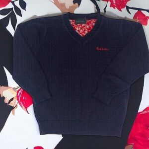 𝅺PAUL Smith Boys Navy Cotton V-Neck Sweater Size 5